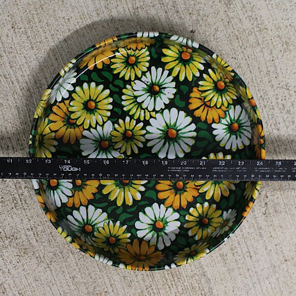 Vintage Marsh Allan Metal Flower Power Daisy Round Tray 1960'S 12.25" Dia. - Picture 3 of 9